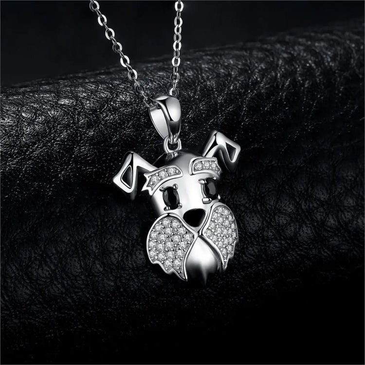 Schnauzer Sterling Silver Pendant For Necklace