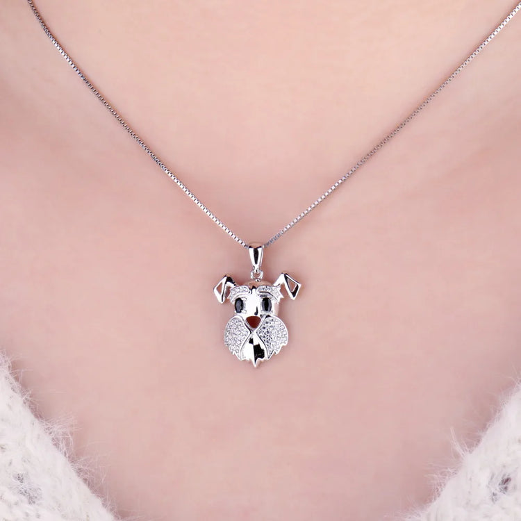 Schnauzer Sterling Silver Pendant For Necklace