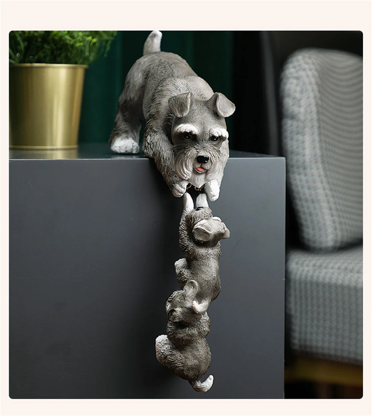 Schnauzer Family Hanging Sculpture Table Decoration