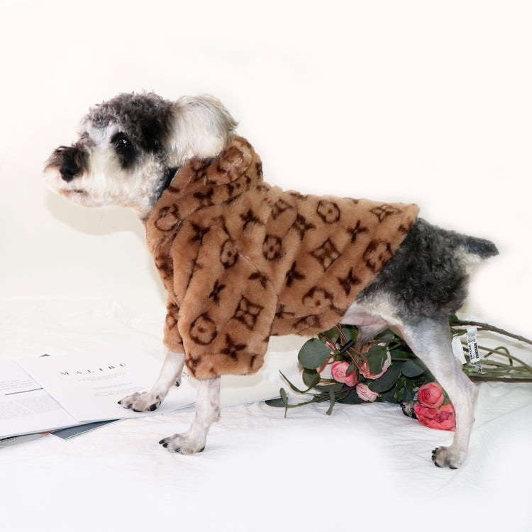 Chewy V Dog Coat - Brown