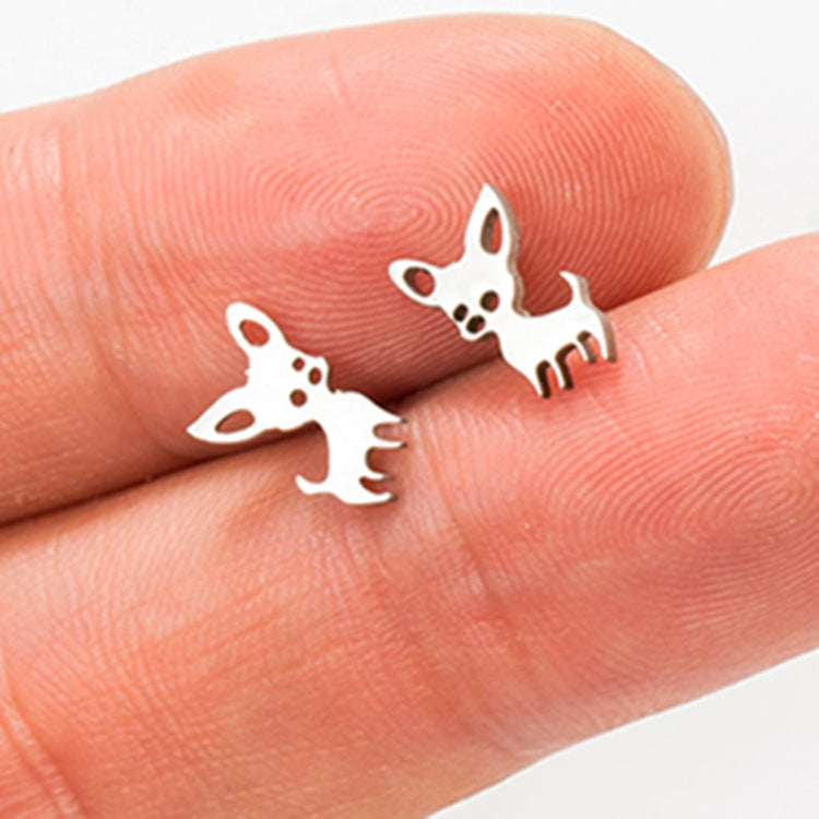 Cute Chihuahua Stud Stainless Steel Earrings For Women
