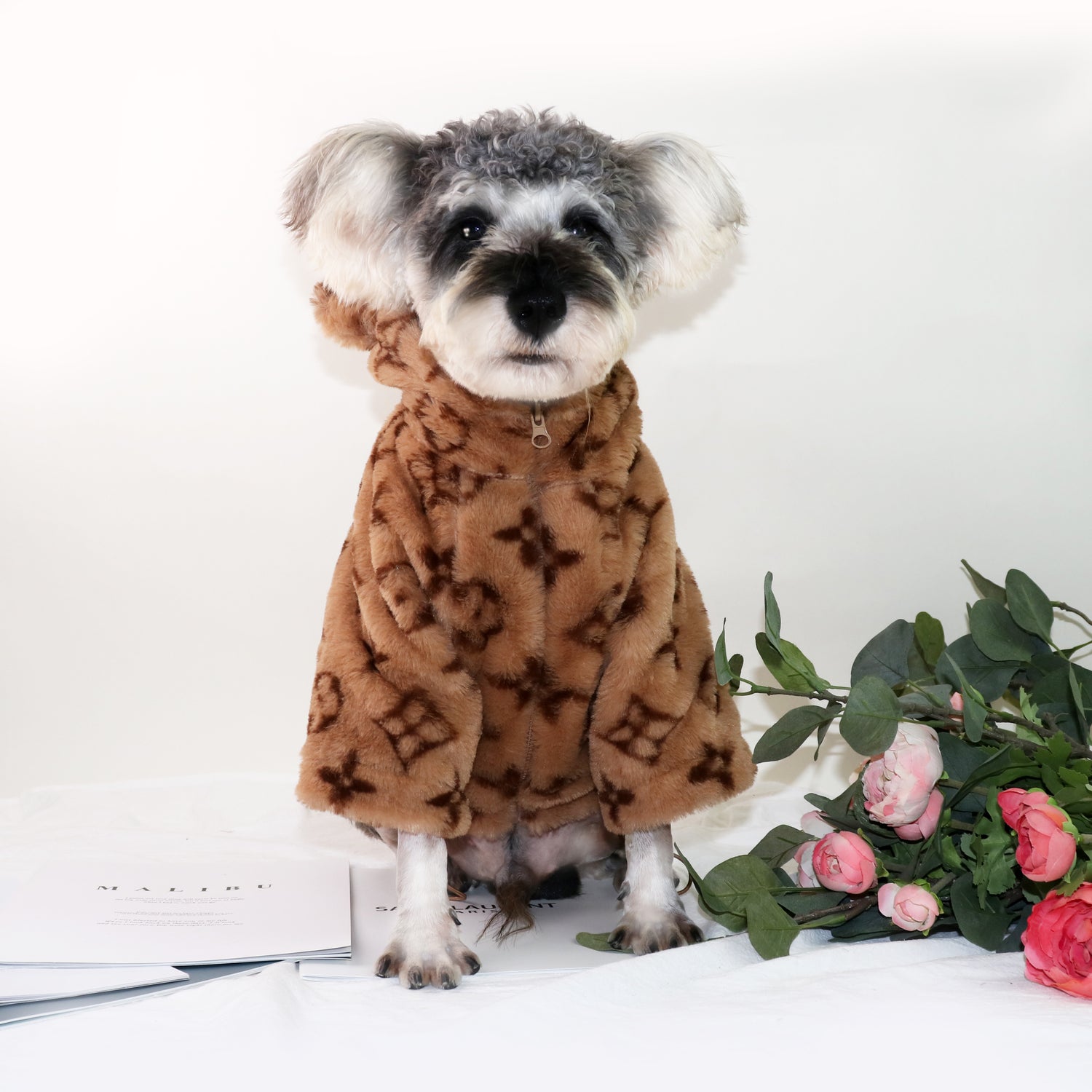 Beige Faux Fur Chewy V Winter Dog Coat